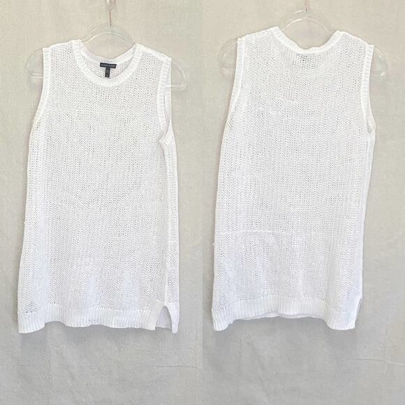 Eileen Fisher White Organic Linen Crochet Tunic Cover-up Size Small - Picture 4 of 13
